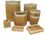 8pc water hyacinth bath baskets with rope rim